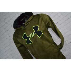 Under Armour Hoodie Pullover Mens Size Small Loose Green Camo Polyester